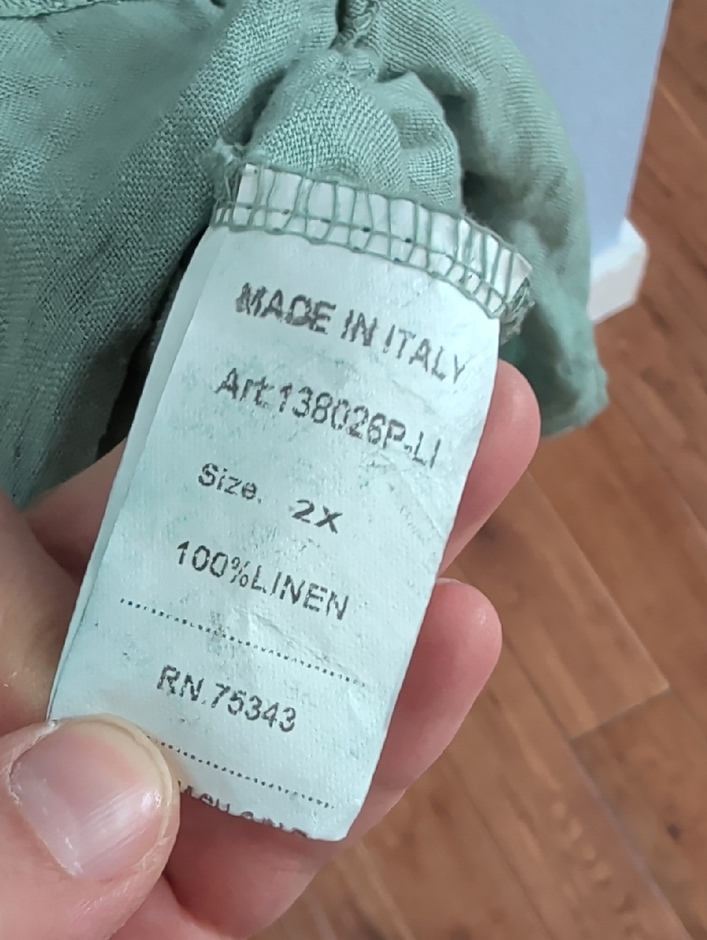 Logica Light Sage Green V-Neck Linen Italy Maxi Dress - Picture 7 of 8